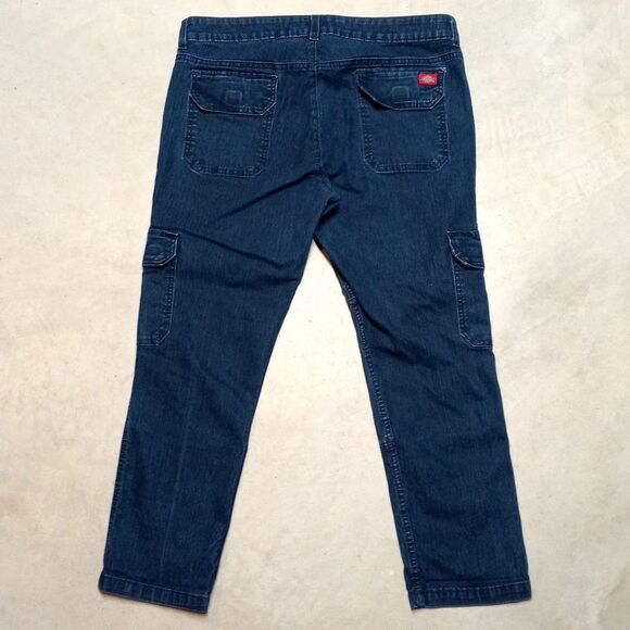 Dickies Women's Cargo Jeans Fits 34x27 Denim Utility Workwear Slim Pants - Picture 3 of 8